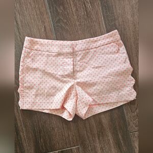 J CREW PINK POLKA DOT SCALLOPEF POCKET SHORTS SZ 00